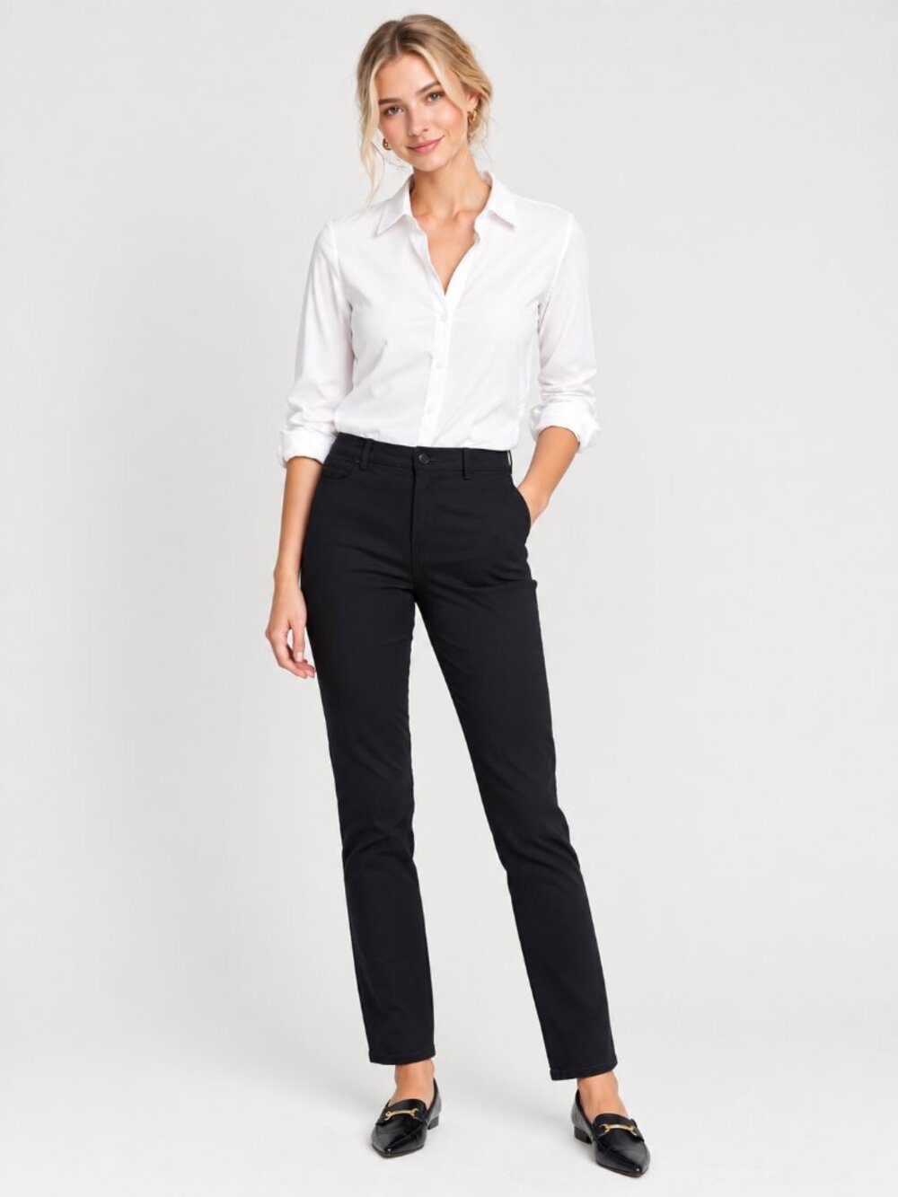 2/$30 T Tahari Five-Pocket Slim Straight Chino Pant Black #A4767